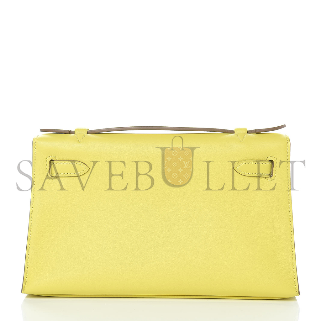 H**mes master swift kelly pochette clutch yellow (22*14*7cm)